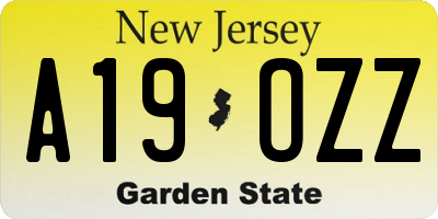 NJ license plate A19OZZ