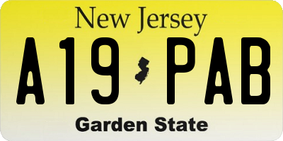 NJ license plate A19PAB