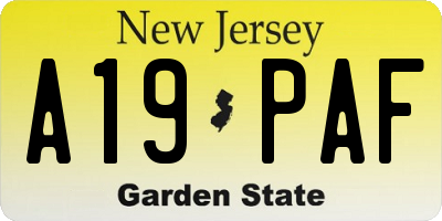 NJ license plate A19PAF