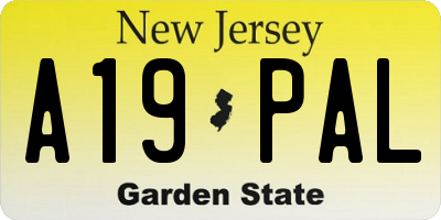 NJ license plate A19PAL