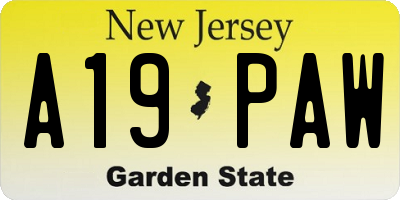 NJ license plate A19PAW