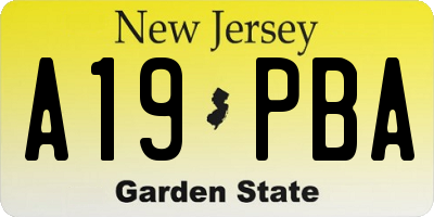 NJ license plate A19PBA