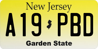 NJ license plate A19PBD