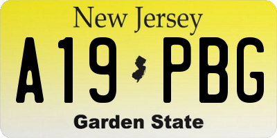 NJ license plate A19PBG