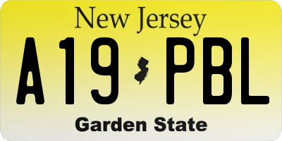 NJ license plate A19PBL