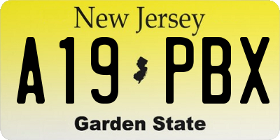 NJ license plate A19PBX