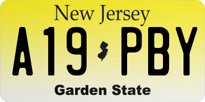 NJ license plate A19PBY