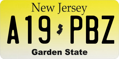 NJ license plate A19PBZ