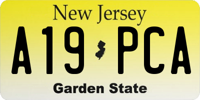 NJ license plate A19PCA