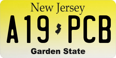 NJ license plate A19PCB