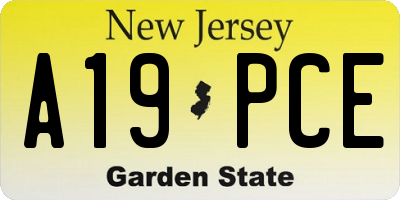 NJ license plate A19PCE