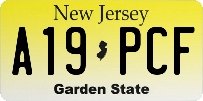 NJ license plate A19PCF