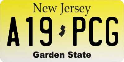NJ license plate A19PCG