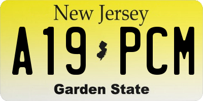 NJ license plate A19PCM