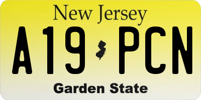 NJ license plate A19PCN
