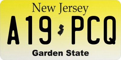 NJ license plate A19PCQ