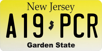 NJ license plate A19PCR