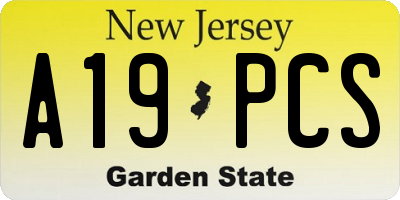 NJ license plate A19PCS