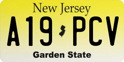 NJ license plate A19PCV