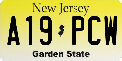NJ license plate A19PCW