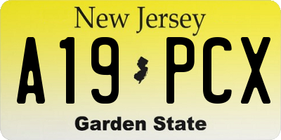 NJ license plate A19PCX