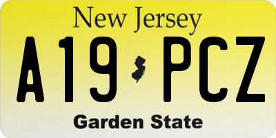 NJ license plate A19PCZ