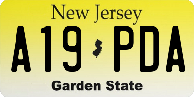 NJ license plate A19PDA