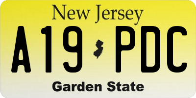 NJ license plate A19PDC