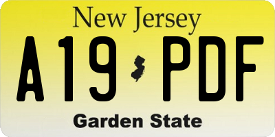 NJ license plate A19PDF