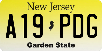NJ license plate A19PDG
