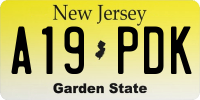 NJ license plate A19PDK