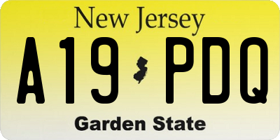 NJ license plate A19PDQ