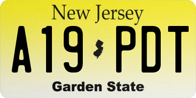 NJ license plate A19PDT