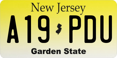NJ license plate A19PDU
