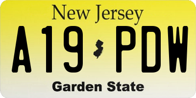 NJ license plate A19PDW