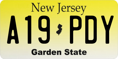 NJ license plate A19PDY