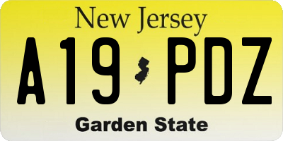 NJ license plate A19PDZ