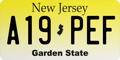 NJ license plate A19PEF