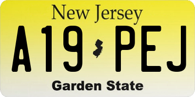 NJ license plate A19PEJ