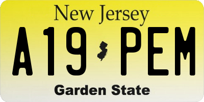NJ license plate A19PEM