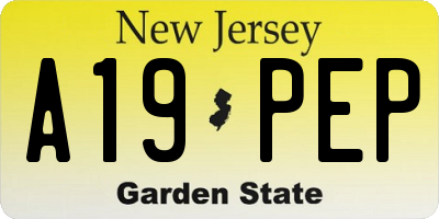 NJ license plate A19PEP