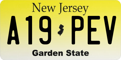 NJ license plate A19PEV