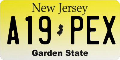 NJ license plate A19PEX