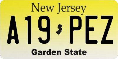 NJ license plate A19PEZ