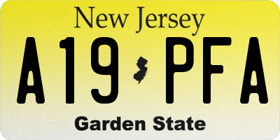 NJ license plate A19PFA