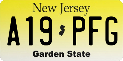 NJ license plate A19PFG