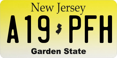 NJ license plate A19PFH