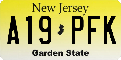 NJ license plate A19PFK