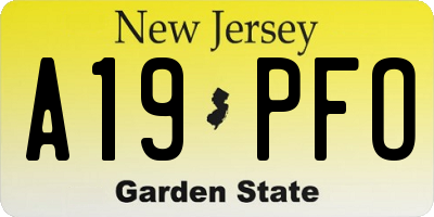 NJ license plate A19PFO