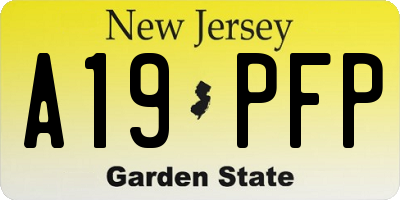 NJ license plate A19PFP